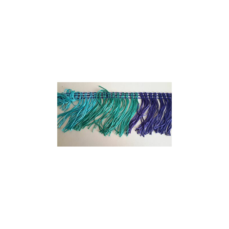 Mt 1 Passamaneria a frange alta cm 7 frangia colore verde azzurro viola