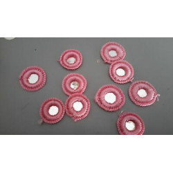 N. 25 Applicazioni rotonde in tessuto e paillettes colore rosa e argento c
