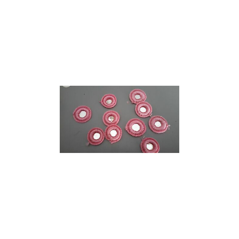 N. 25 Applicazioni rotonde in tessuto e paillettes colore rosa e argento c