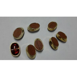 n 10 bottoni ovali in metallo colore oro e nocciola cm 2,7x1,6 foro dietro