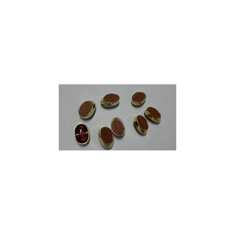 n 10 bottoni ovali in metallo colore oro e nocciola cm 2,7x1,6 foro dietro