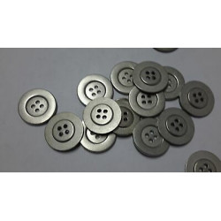 n 10 bottoni rotondi in metallo colore alluminio cm 2,2 a 4 fori