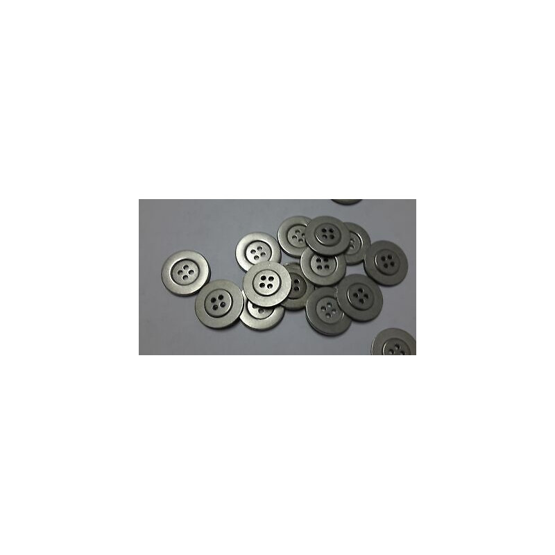 n 10 bottoni rotondi in metallo colore alluminio cm 2,2 a 4 fori