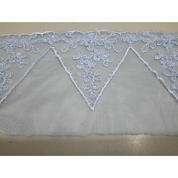Metri 1 di Passamaneria in tulle pizzo merletto decorato colore azzurro al