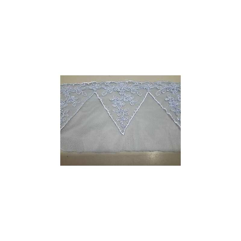 Metri 1 di Passamaneria in tulle pizzo merletto decorato colore azzurro al