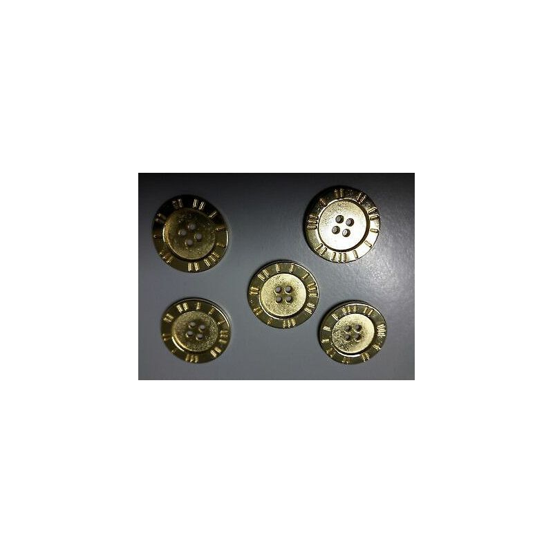 n 5 Bottoni rotondi metallo colore oro cm 2,2 a 4 fori