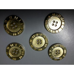 n 5 Bottoni rotondi metallo colore oro cm 2,2 a 4 fori