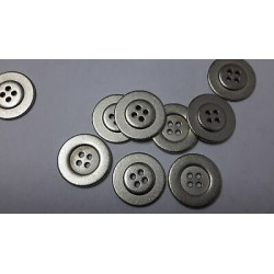 n 10 bottoni rotondi in metallo colore argento satinato cm 2,2 a 4 fori