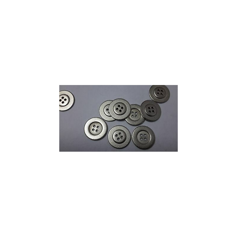 n 10 bottoni rotondi in metallo colore argento satinato cm 2,2 a 4 fori