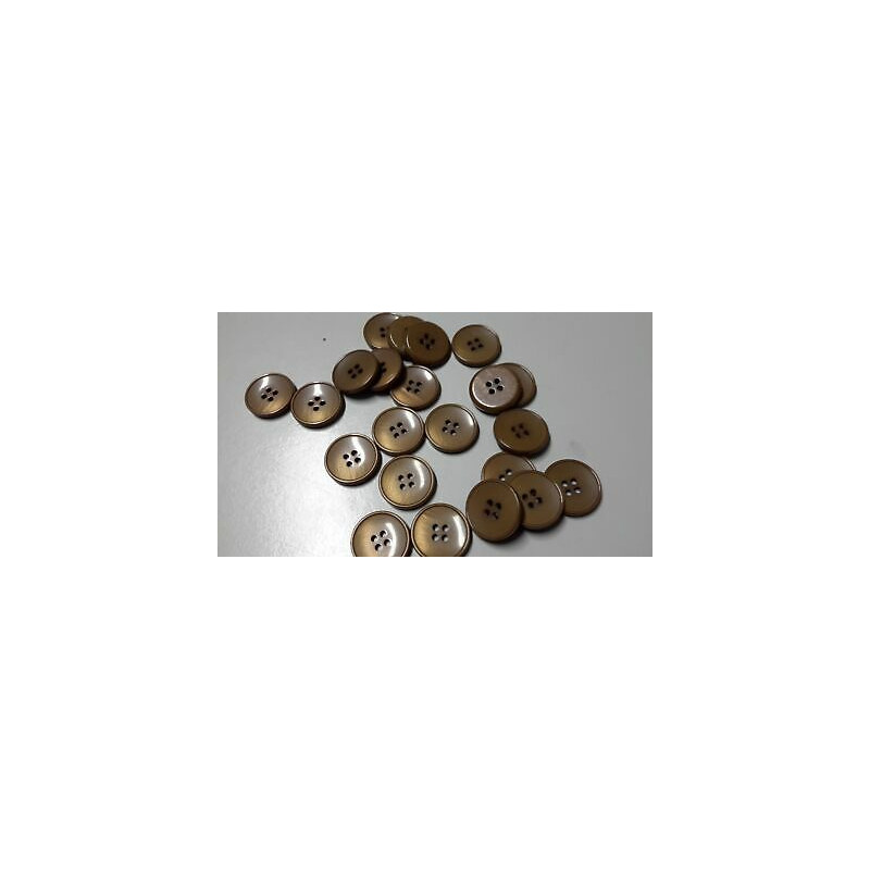 N. 60 Bottoni rotondi in plastica colore marrone 4 fori mm 22 circa