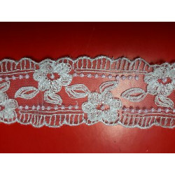 Metri 1 di Passamaneria in pizzo merletto colore panna e rosa alta cm 4,5