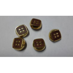 n 5 bottoni quadrati in metallo colore oro e marroncino cm 1,8 foro dietro