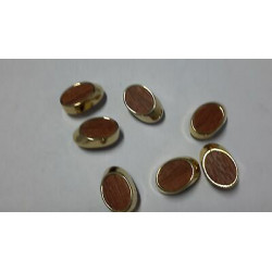 n 15 bottoni ovali in metallo colore oro e nocciola  cm 2x1,3 foro dietro