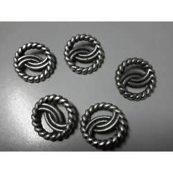 n 5 Bottoni rotondi metallo colore argento cm 2,6 foro dietro