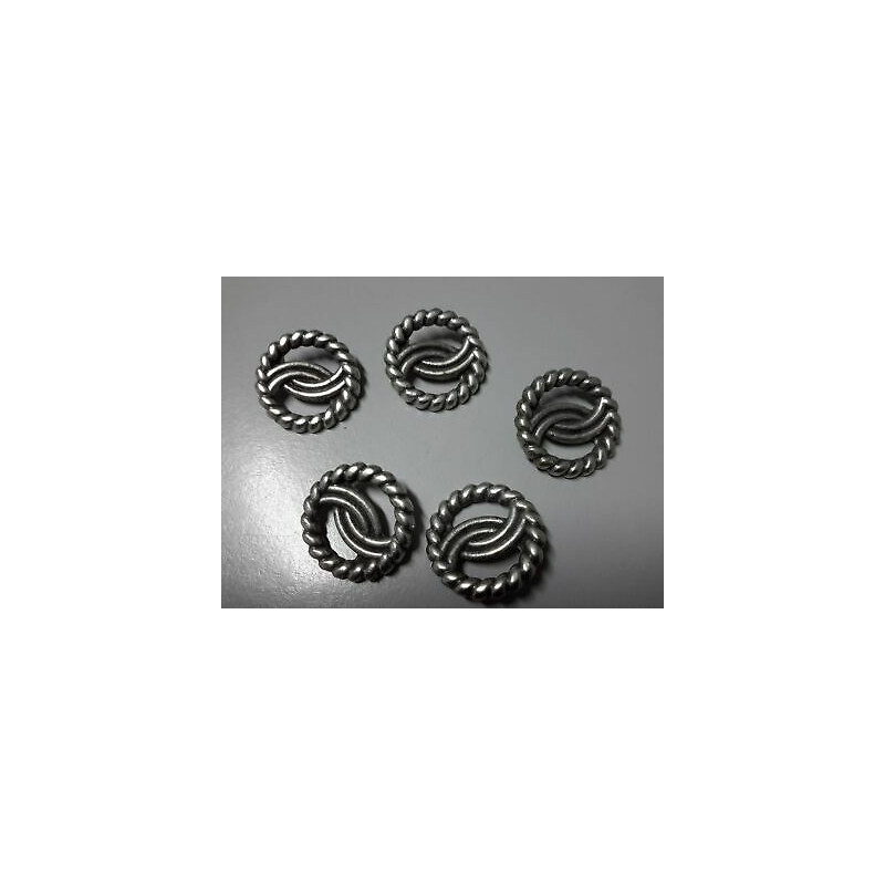 n 5 Bottoni rotondi metallo colore argento cm 2,6 foro dietro