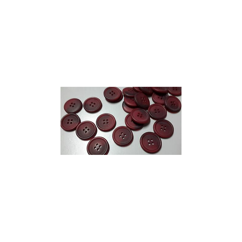 N. 10 Bottoni rotondi in plastica colore bordeaux 4 fori mm 24 circa