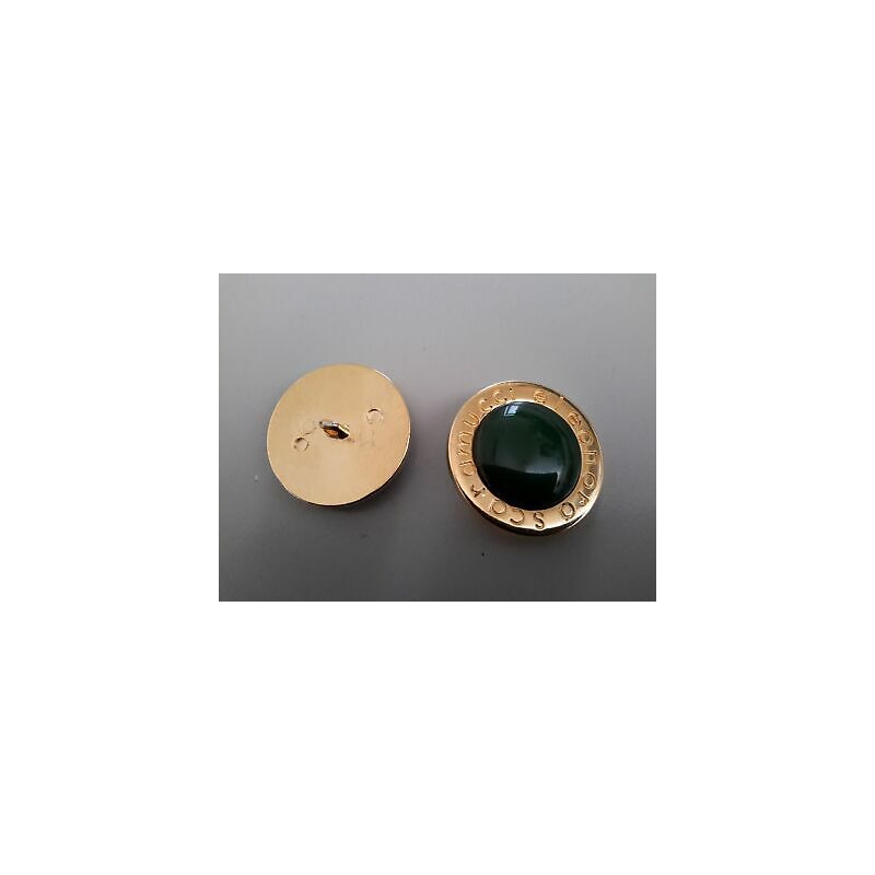 n 2 Bottoni rotondi in metallo colore oro e verde cm 3 foro dietro