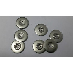 n 10 bottoni rotondi in metallo colore argento lucido cm 2,8 a 4 fori