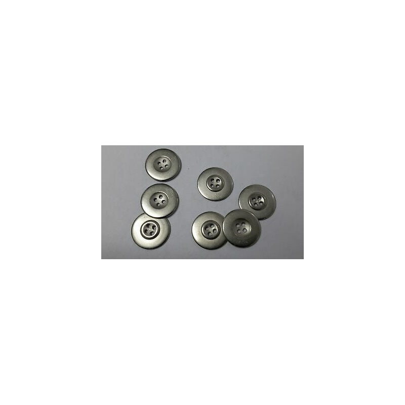 n 10 bottoni rotondi in metallo colore argento lucido cm 2,8 a 4 fori