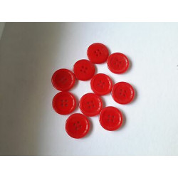 n 10  Bottoni rotondi plastica colore roso cm 2,4 a 4 fori 