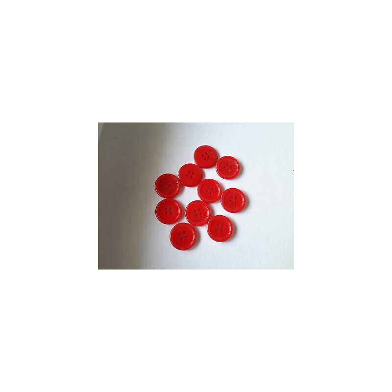 n 10  Bottoni rotondi plastica colore roso cm 2,4 a 4 fori 