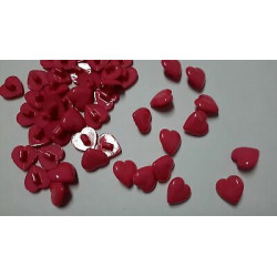 n 10 Bottoni a cuore in plastica colore fuxia cm 1,3 foro dietro