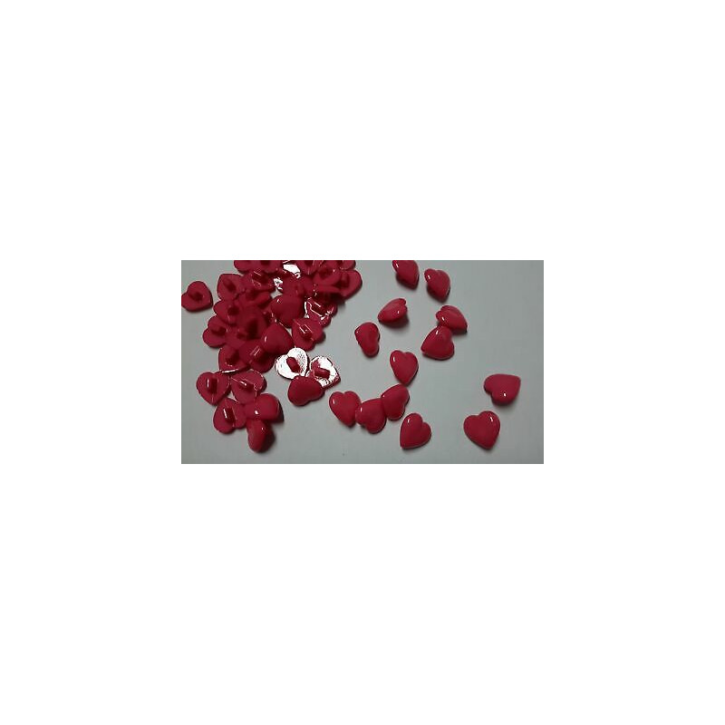 n 10 Bottoni a cuore in plastica colore fuxia cm 1,3 foro dietro