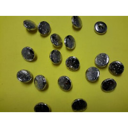 n 10 Bottoni rotondi metallo colore argento decorato cm 1,4 foro dietro
