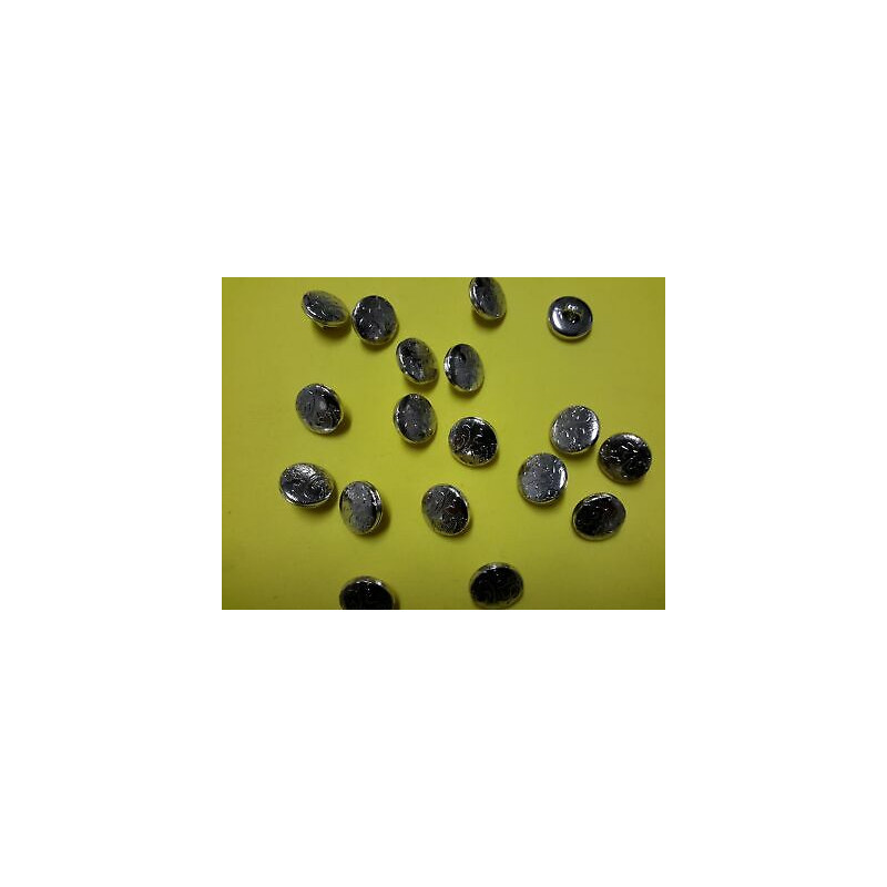 n 10 Bottoni rotondi metallo colore argento decorato cm 1,4 foro dietro