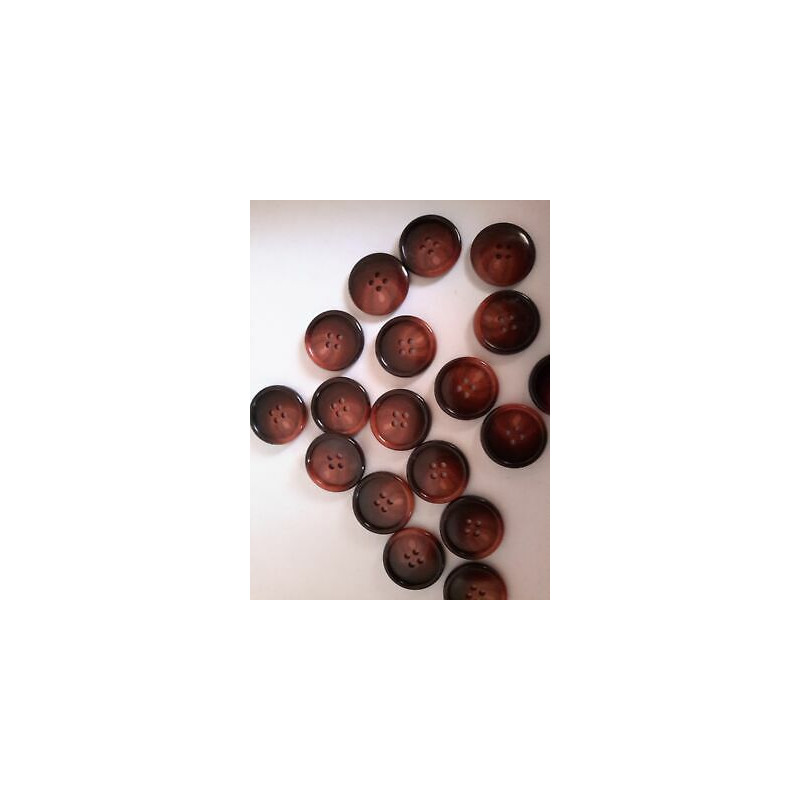 n 10  Bottoni rotondi plastica colore marrone sfumato cm 2,4 a 4 fori 
