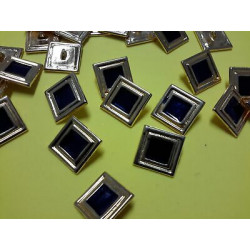 n 10 Bottoni quadrati metallo colore oro e blu cm 2 foro dietro 