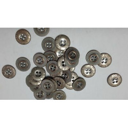 n 10 bottoni rotondi in metallo colore argento ramato cm 1,7 a 4 fori