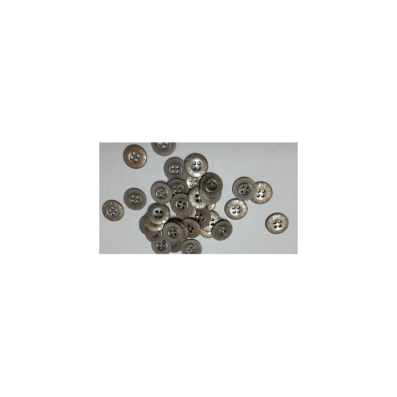 n 10 bottoni rotondi in metallo colore argento ramato cm 1,7 a 4 fori