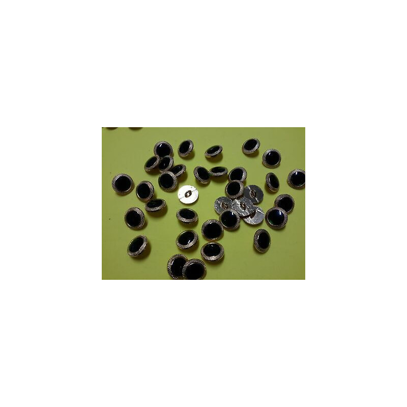 n 10 Bottoni rotondi metallo colore e verde cm 1,5 foro dietro 