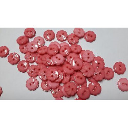 n 10 Bottoni a fiore in plastica colore rosa cm 1,2 a 2 fori