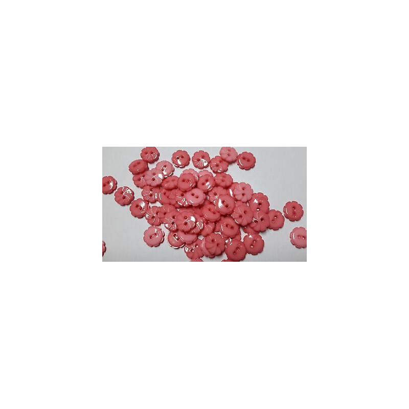 n 10 Bottoni a fiore in plastica colore rosa cm 1,2 a 2 fori