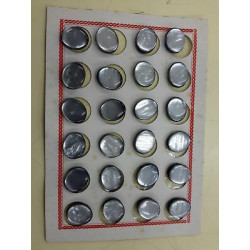 n 24  Bottoni ovali plastica colore argento cm 1,3x1,1 foro dietro 