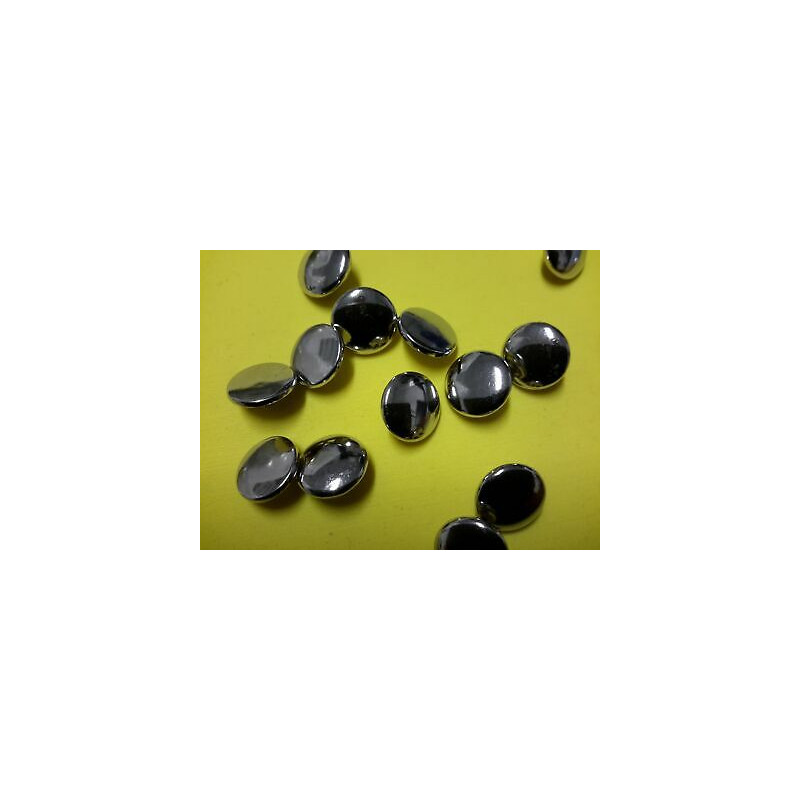 n 10 Bottoni rotondi metallo colore argento cm 1,2 foro dietro