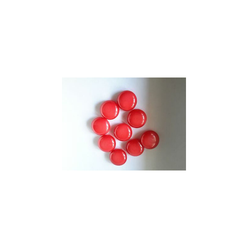n 10  Bottoni rotondi plastica colore rosso cm 2,5 foro dietro finissimo