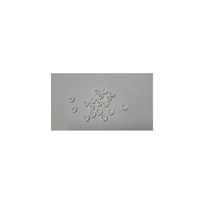 n 9 bottoni rotondi in plastica colore bianco cm 1,5 a 4 fori