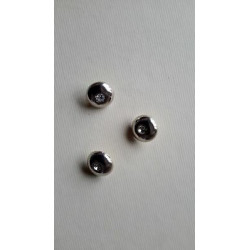 n 3 bottoni plastica rotondi colore argento con brillantino cm 1,5 foro d