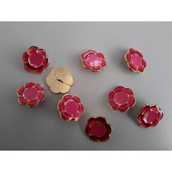 n 10 Bottoni a fiore metallo colore oro e rosso cm 1,8 foro dietro