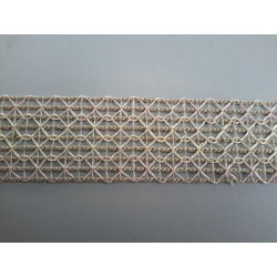 Metri 5 di Passamaneria in cotone lavorato rosa e beige alta mm 27