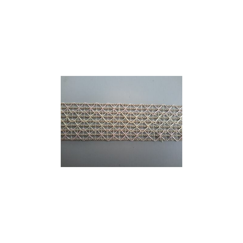 Metri 5 di Passamaneria in cotone lavorato rosa e beige alta mm 27