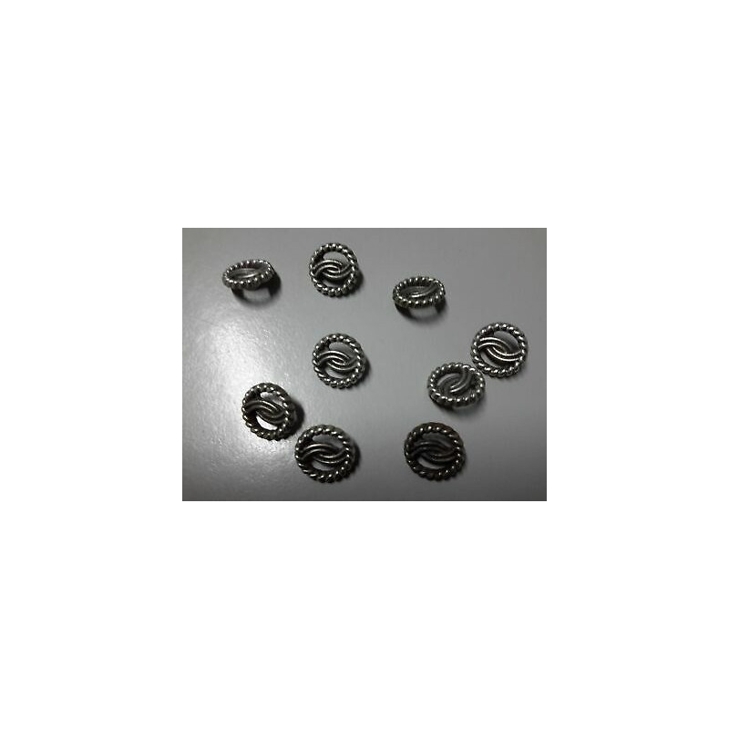 n 9 Bottoni rotondi metallo colore argento cm 1,4 foro dietro