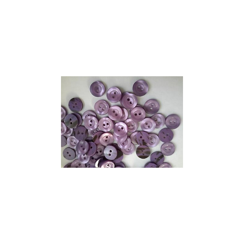 n 60 Bottoni rotondi plastica viola cm 1,2 2 fori effetto madre perla