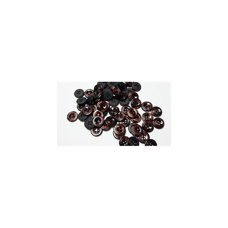 n 60 bottoni rotondi in plastica colore marrone cm 1,5 a 4 fori