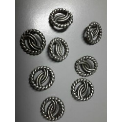 n 8 Bottoni rotondi metallo colore argento cm 2,2 foro dietro