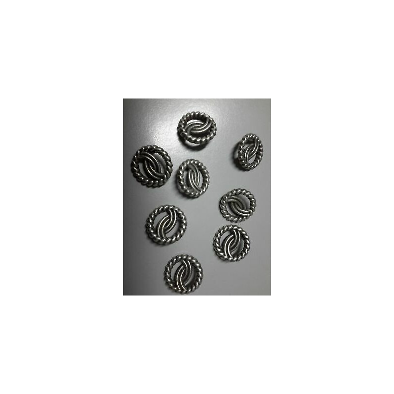 n 8 Bottoni rotondi metallo colore argento cm 2,2 foro dietro