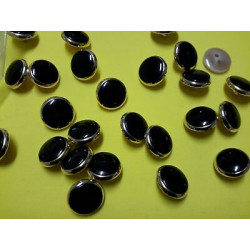n 10 Bottoni rotondi metallo colore oro e nero cm 1,5 foro dietro